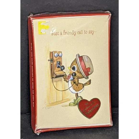 Vtg New in Box 12 Valentine Cards Envelopes 3 designs Spencer Sparrow 4 x 6" - Picture 1 of 4